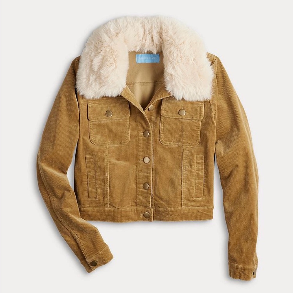 Draper James Faux Fur Collar Corduroy Jacket size XXL  HOST PICK